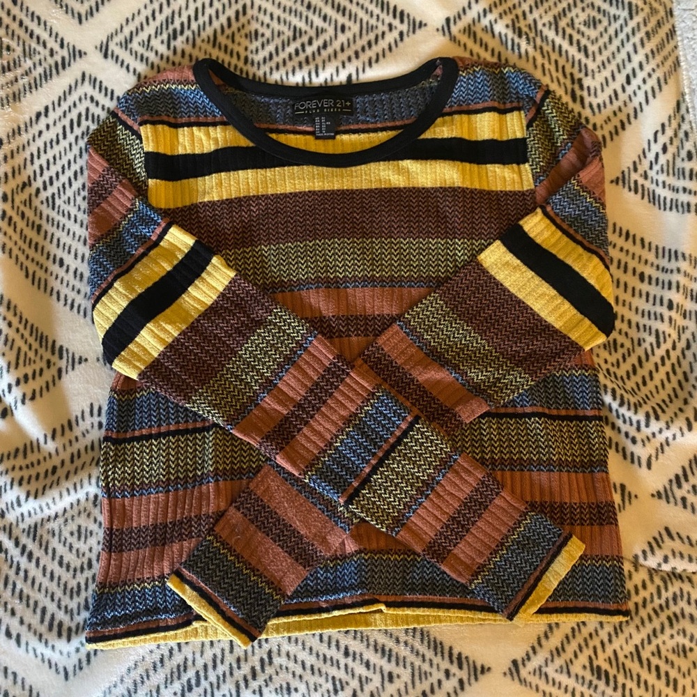 Striped Long-Sleeve Crop